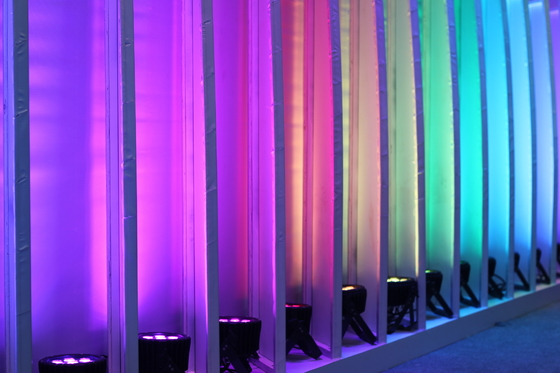Rohs LED Flat Par Light RGB 12 * 3W ล้างสีเต็มรูปแบบ Led Par เวทีแสงสำหรับงานแต่งงาน