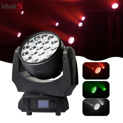 เครื่องซักผ้าคุณภาพสูง Zoom หัวเคลื่อนที่ ไฟ 19x10w 4in1 RGBW LED หัวเคลื่อนที่สําหรับส่วนคอนเสิร์ต