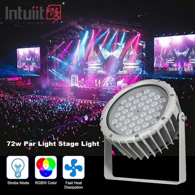 72w RGBW DMX512 กันน้ำนำน้ำท่วมไฟภายนอกภูมิทัศน์สวนรอบเวที Par Light