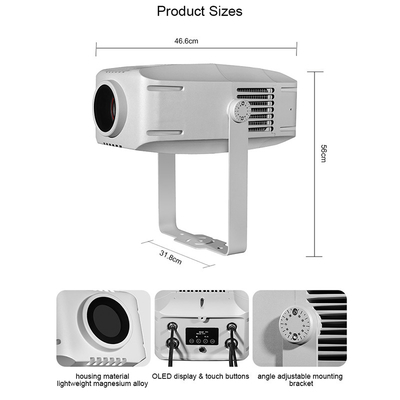 เครื่องฉายภาพประชาสัมพันธ์แบบกําหนดเอง 400W Outdoor IP65 กันน้ําหมุนโฆษณา โลโก้ โปรเจคเตอร์ร้าน Gobo
