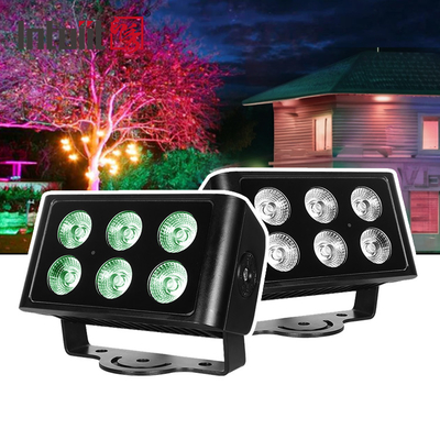 6x5W IP65 กันน้ํา RGBW 4IN1 กลางแจ้ง สภาพภูมิทัศน์ Led Flood Light DM512 การควบคุม