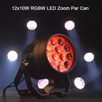 LED Par ไฟ 12x10W RGBW เสียงเปิด DMX512 การควบคุม LED zoom par ไฟ