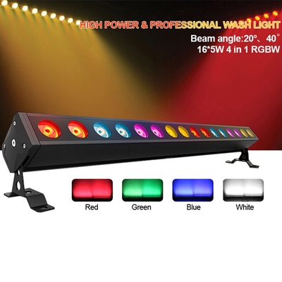 ภายนอก กันน้ํา IP65 ผ้าล้างผนัง ไฟ LED 16 * 5W DMX512 RGBW อลูมิเนียมที่พักแสงเวที