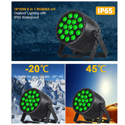 เวทีกลางแจ้งแสง IP65 กันน้ำ 18x20W LED Par RGBWA + UV 6 in 1 DMX512 ล้างสำหรับงานแต่งงานปาร์ตี้ดิสโก้กิจกรรมอาคาร Facade