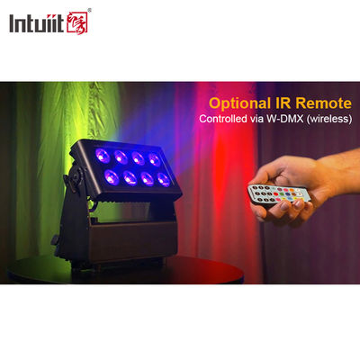8x15W แบตเตอรี่ไฟฟ้า LED ไฟฟ้าน้ําท่วมกลางแจ้งไร้สาย RGBW 4in1 สามารถชาร์จได้ Uplight Par Luces LED para Fiestas DJ
