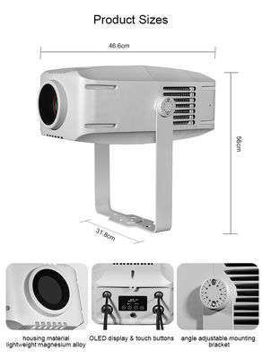 200W กันน้ํา Ip65 ภายนอก ภายใน ประจําการโฆษณา Gobo LED Zoom โลโก้ โปรเจคเตอร์ ไฟ