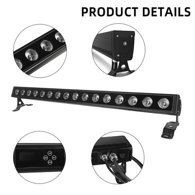 16*5W Led Wall Washer Light Rgb Dmx IP65 อลูมิเนียมโฮสติ้งกลางแจ้ง กันน้ํา แสงล้างผนัง DMX512 แสงอาคารกลางแจ้ง