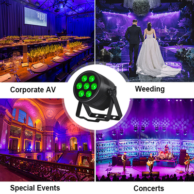 ไฟพาร์ LED 6in1 ไฟส่องเวที 7x20W RGBWA-UV ควบคุม DMX512 ไฟ DJ กลางแจ้ง สำหรับงานปาร์ตี้บนเวที คลับ ดิสโก้ งานแต่งงาน