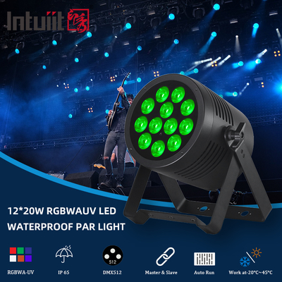 IP65 LED Par Light กันน้ํา IP65 เรตติ้งกลางแจ้ง 12x20W RGBWA-UV 6in1 stage light DMX512