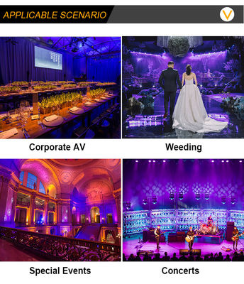 ไฟ LED PAR ภายนอกอาคาร 7x20W RGBWA+UV 6-in-1 IP65 กันน้ำ DMX512 สำหรับเวที งานแต่งงาน และอีเวนต์
