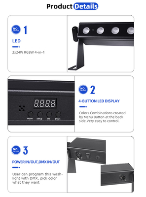 ไฟวอลล์วอช LED แบบ Uplight ใช้แบตเตอรี่ DMX RGBW 12x2W สำหรับงานปาร์ตี้ งานแต่งงาน งานอีเว้นท์บนเวที IP20