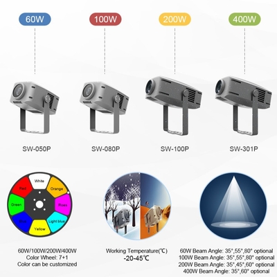 60W Outdoor RGBW สีสันน้ําแบบ LED Projector Ip65 กันน้ํา ภูมิทัศน์ Projection Lamp
