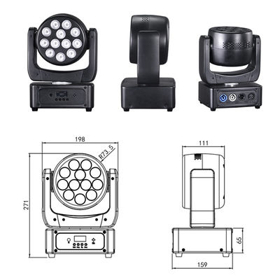 12*8W RGBW 4in1 LED Stage Lighting Mini Wash Rotating Light Moving Head dj Lights with Sound DMX512 Control for Parties Disco KTV
