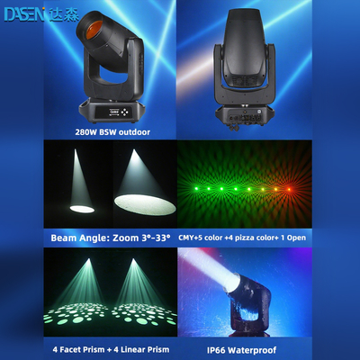 2025 BSW 280W ไฟเวที LED Moving Head DMX512 Beam Spot Wash 3in1 สำหรับ DJ ดิสโก้ โชว์ CMY