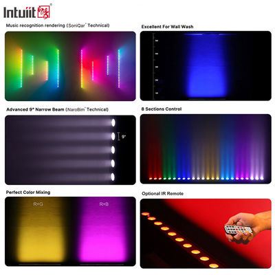 24x2W RGBW 4-in-1 LED Linear Wall Washer Bar — DMX512 ไฟส่องสว่างเวทีแบบควบคุมด้วยเสียงสำหรับอาคารและงานอีเวนต์