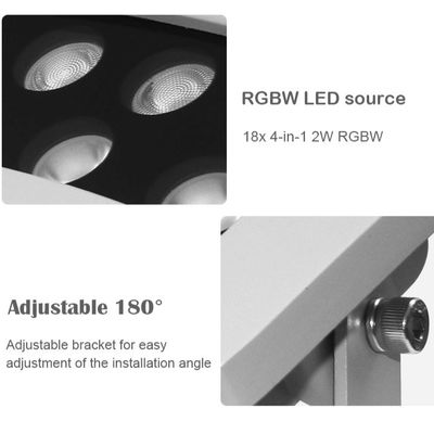 ไฟส่องต้นไม้ LED RGBW ระดับมืออาชีพ กันน้ำ IP65 ไฟส่องสถาปัตยกรรมภายนอกอาคาร DMX512 36W
