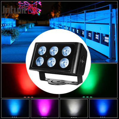 กลางแจ้ง 6x5W RGBW 4in1 LED ไฟฟ้าน้ําท่วม IP65 กันน้ํา DMX512 สถาปัตยกรรม ล้างแสง ล้างผนังสําหรับหน้าต่างสวนอาคาร
