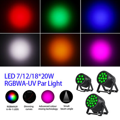 LED 7/12/18X20W Rgbwa Uv 6In1 กันน้ํา DMX 512 Led Par Light สําหรับโครงการกลางแจ้ง