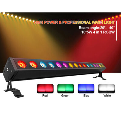 16X 5W RGBW LED Wall Wash Bar DMX512 การควบคุม ไฟเส้นสําหรับ DJ Garden IP65 DMX512 การควบคุม