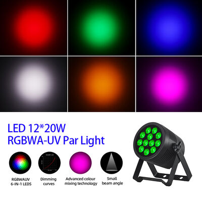 IP65 แบบมืออาชีพ กันน้ํา LED Par Light 12x20W RGBWA+UV 6in1 DMX512 สเตจล้างแสงสําหรับงานแต่งกลางแจ้ง งานงาน DJ Disco