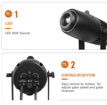 ไฟฉายโปรเจคเตอร์โลโก้สั่งทำพิเศษ กันน้ำภายนอกอาคาร Gobo Projector ไฟโฆษณา LED 60W สำหรับสร้างแบรนด์ธุรกิจ