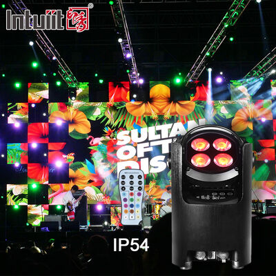 มืออาชีพ IP54 ไร้สายแบตเตอรี่ DMX ไฟ LED ที่ตราไว้หุ้น 4 * 12W RGBW 4-in-1 - การควบคุมระยะไกล Uplighting งานแต่งงาน
