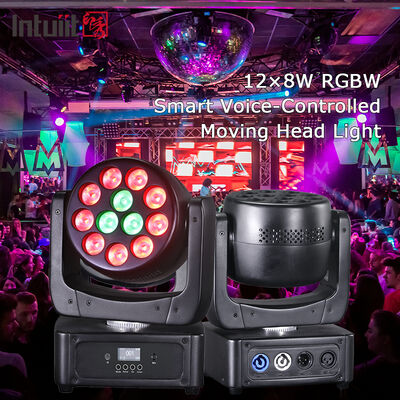 12x8W LED Moving Head Wash RGBW 4in1 เสียง Active Party Light DMX การควบคุมสําหรับมือถือ DJ ดิสโก้ โฮมพาร์ตี้ สเตจโชว์