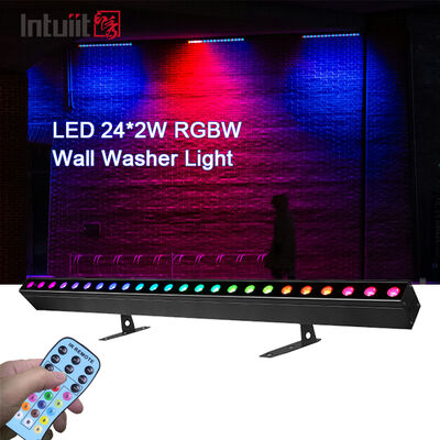 ขายร้อน 4in1 RGBW LED 24*2W ผนังเครื่องซักผ้า Linear Strip Light ควบคุมเสียง DMX Stage ล้างโคมไฟสำหรับไนท์คลับ