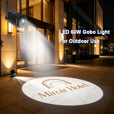 โปรเจคเตอร์โลโก้โฆษณากลางแจ้ง 60W LED IP65 กันน้ำสำหรับโรงแรม ร้านอาหาร ร้านค้า อาคาร