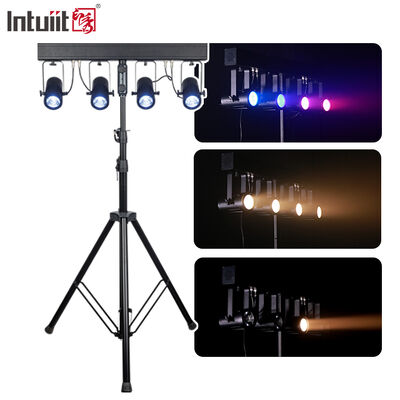 ชุดไฟ LED PAR Uplighting 4x20W RGBW 4-in-1 — ระบบไฟส่องสว่างเวที DMX512 ลำแสงแคบ 4.5° สำหรับงานแต่งงาน ดีเจ และอีเวนต์
