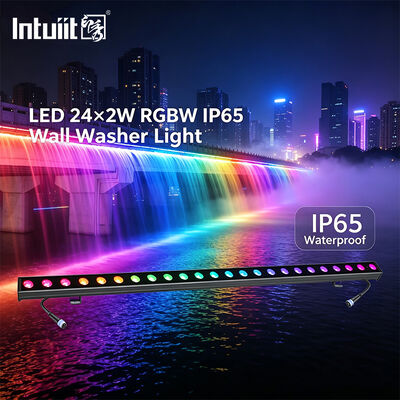 แผ่นล้างผนัง LED นอก 24x2W RGBW 4in1 IP65 กันน้ํา DMX512 ลายล้างสําหรับอาคาร หน้าผนัง สะพานภูมิทัศน์ การสว่างเวที