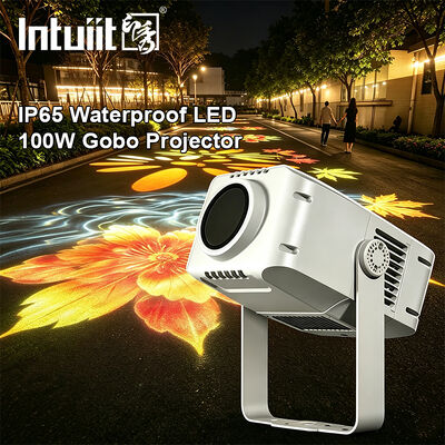 ไฟฉายโปรเจคเตอร์โลโก้ Gobo 100W — การฉายภาพรูปแบบกำหนดเอง DMX512 สำหรับภายนอกอาคาร IP65 สำหรับการโฆษณา อาคาร และงานอีเวนต์