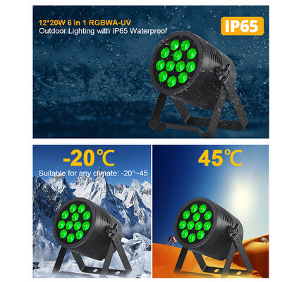 12*20W RGBWA+UV 6in1 LED Par Light IP65 ภายนอก กันน้ํา DMX512 สเตจอัพไลท์สําหรับงานแต่ง DJ พาร์ตี้
