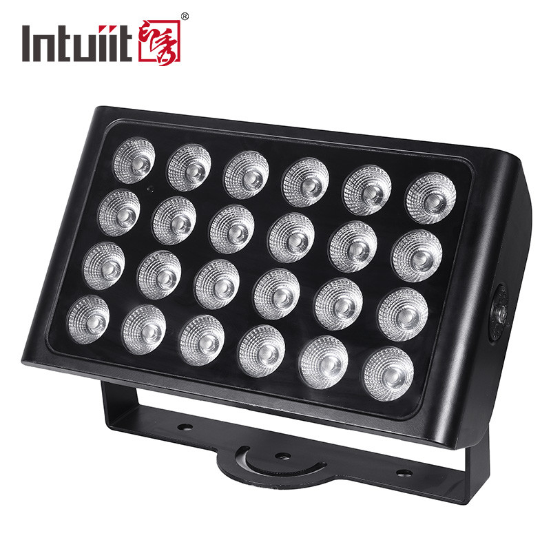 ไฟฟ้า LED ดาวลื่นภายนอก หน้าผนังอาคาร 24 * 10w DMX เครื่องล้างผนัง IP65 RGBW สีผสมสถาปัตยกรรม สวนทัศน์