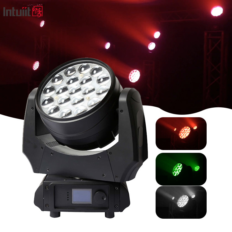เครื่องซักผ้าคุณภาพสูง Zoom หัวเคลื่อนที่ ไฟ 19x10w 4in1 RGBW LED หัวเคลื่อนที่สําหรับส่วนคอนเสิร์ต