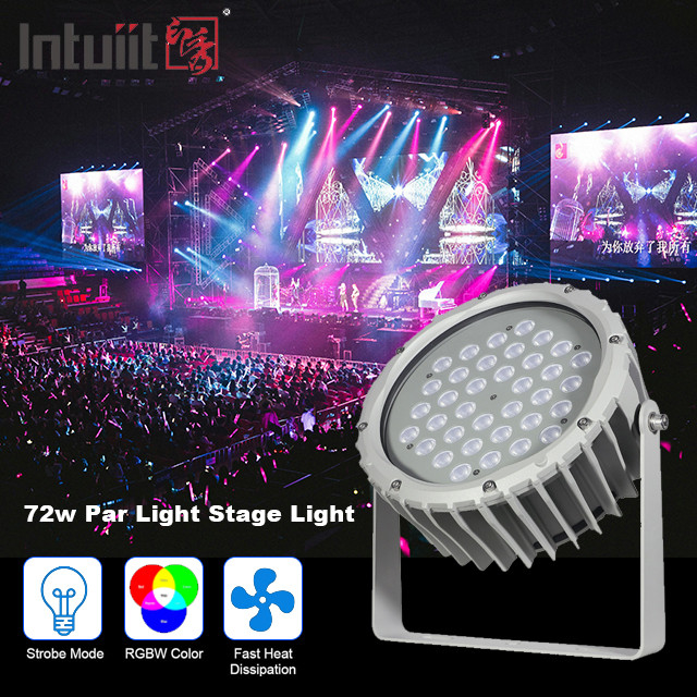 72w RGBW DMX512 กันน้ำนำน้ำท่วมไฟภายนอกภูมิทัศน์สวนรอบเวที Par Light