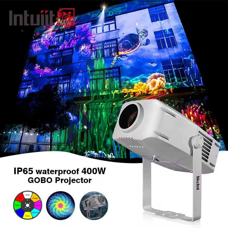 LED IP65 Outdoor Portable Mini Digital Custom Gobo Projector ไฟน้ำท่วมบนขาตั้ง