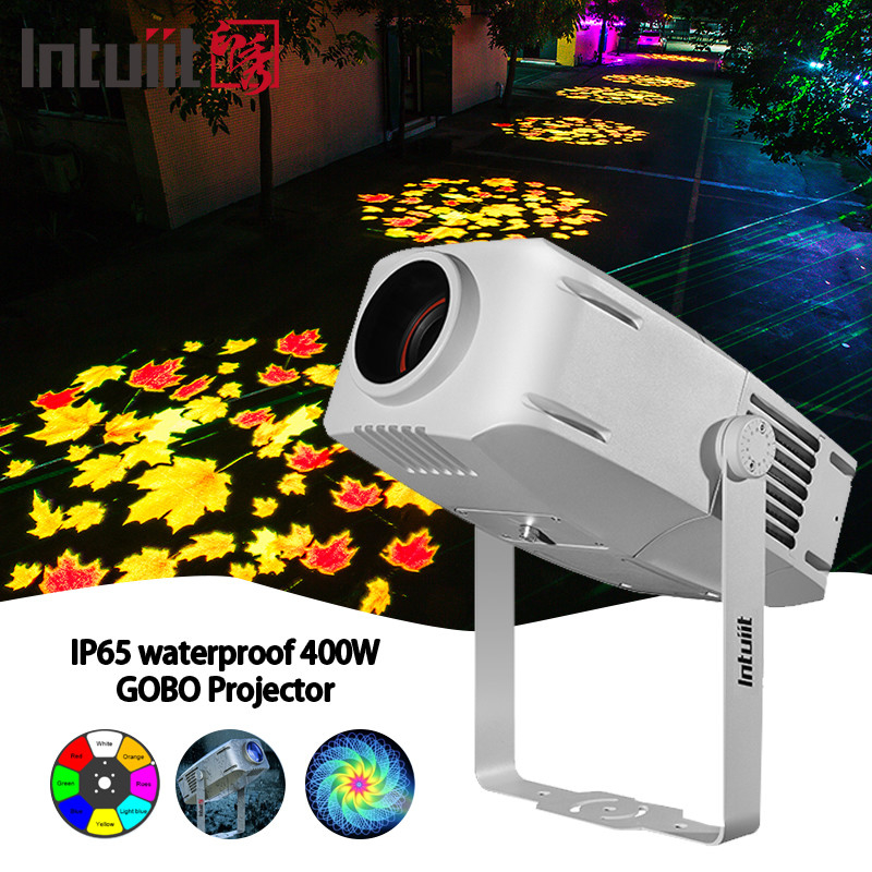 เครื่องฉายภาพประชาสัมพันธ์แบบกําหนดเอง 400W Outdoor IP65 กันน้ําหมุนโฆษณา โลโก้ โปรเจคเตอร์ร้าน Gobo