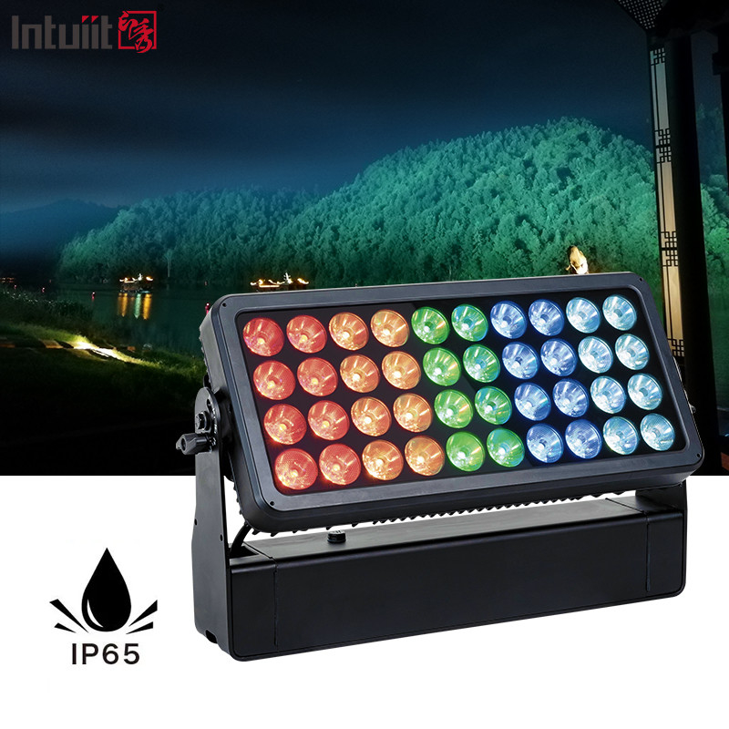 40x10W RGBW กันน้ํา ล้างผนัง โครงสร้างแสง Led Flood Light IP65 City Color stage Light สําหรับโบสถ์