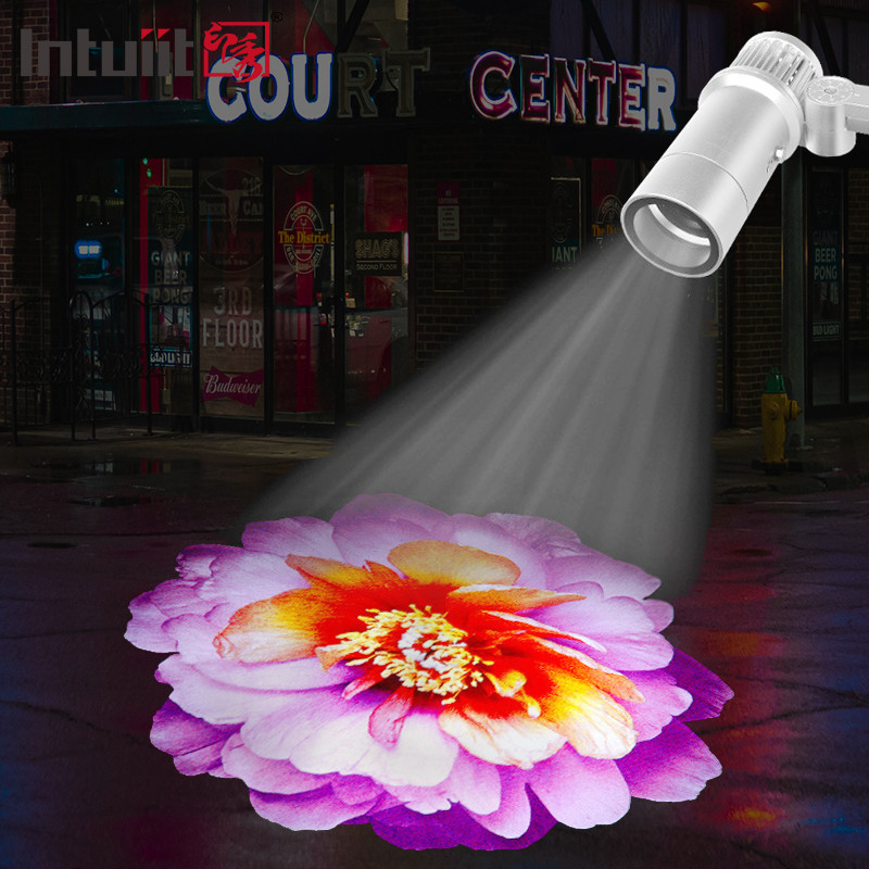 ปรับปรุง 60W IP65 LED โปรเจคเตอร์โลโก้ Gobo กันน้ํา ภายนอกอาคารโฆษณาแสงด้วยร่างอลูมิเนียม