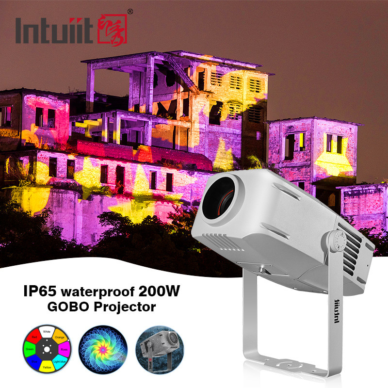 200W โปรเฟชั่นแนล Outdoor Waterproof IP65 LED Rotary Gobo Logo โฆษณา Rotator โปรเจคเตอร์ ไฟฉาย