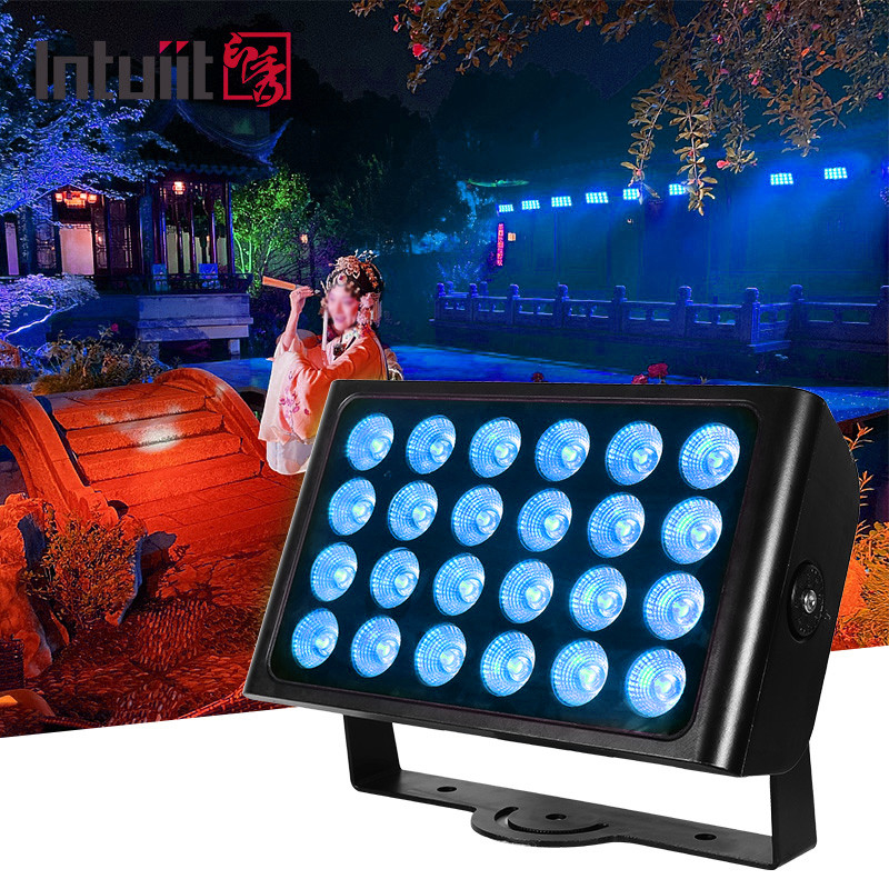 กันน้ํา IP65 สีเมือง DMX512 24x10w RGBW กลางแจ้ง Led Wall Washer แสงน้ําท่วม
