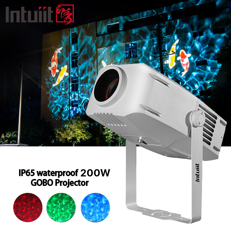 200W Outdoor กันน้ํา โกโบ้ โคลนน้ํา สีฟ้า ดินามิก ลื่นกระแสผลเวที โลโก้ โกโบ้ แสง LED Projector
