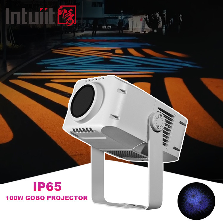 โปรเจคเตอร์ Gobo Outdoor 100W Waterproof การโฆษณาโลโก้ที่กําหนดเอง สีเต็ม LED โปรเจคเตอร์โลโก้กันน้ํา