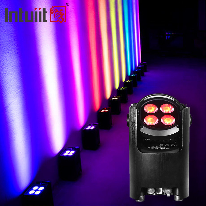 IP54 Mini Uplights 4X12W แบตเตอรี่สโปตไลท์ 4 LEDs สายไร้สาย DMX & IR ไฟไกล Uplights ดิสโก้ คลับ ปาร์ตี้ สเตจ Uplight