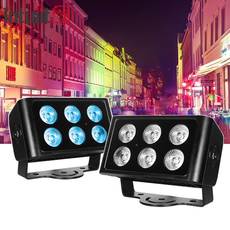 แสงสีกลางแจ้ง 6X5W LED แสงล้างผนัง แสงล้างสวนกลางแจ้ง Led Wash Rgbw Dmx Led Flood Light
