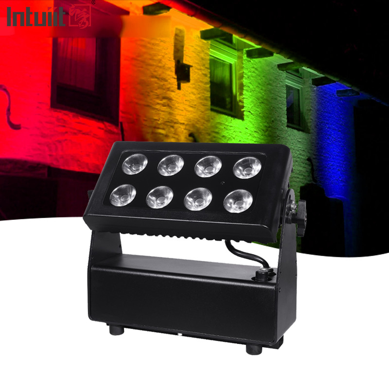 8X15W RGBW 4-in-1 LED ไฟโฟลท์กันน้ํา DMX การควบคุม ไฟโฟลท์พื้นหลัง ล้างผนัง ไฟเวที