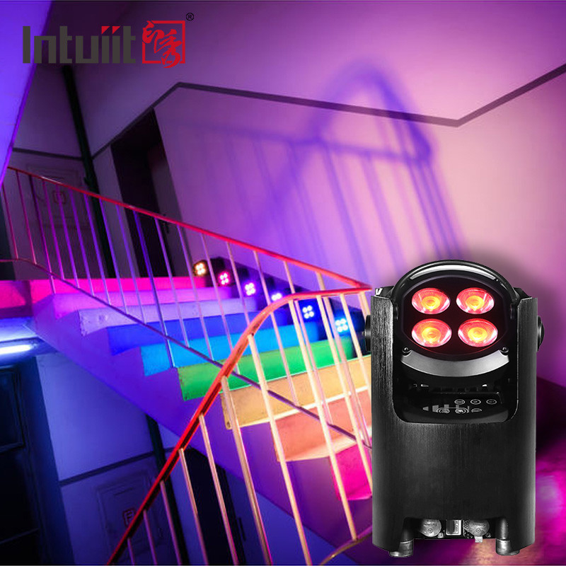 4*12W 4-in-1 RGBW Dj Wedding แบตเตอรี่ไฟฟ้า LED Uplight WIFI ดิสโก้ไร้สาย ไฟเวที