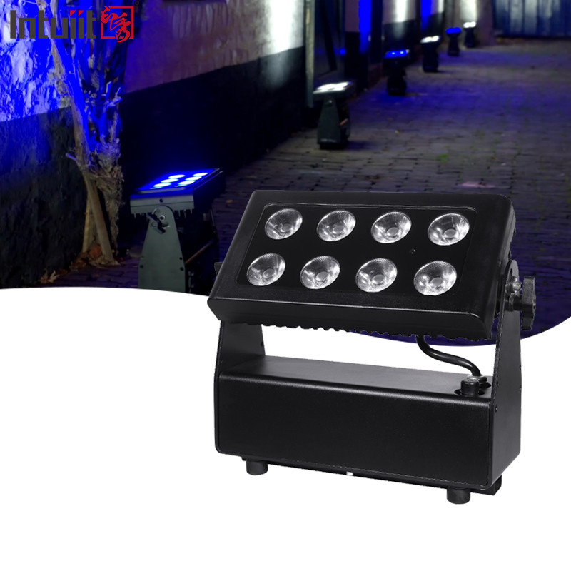 DMX512 8x10w RGBW 4in1 IP65 กันน้ํา DJ งานแต่ง สเตจเมือง เครื่องซักผนังกลางแจ้ง LED Wash Flood Light