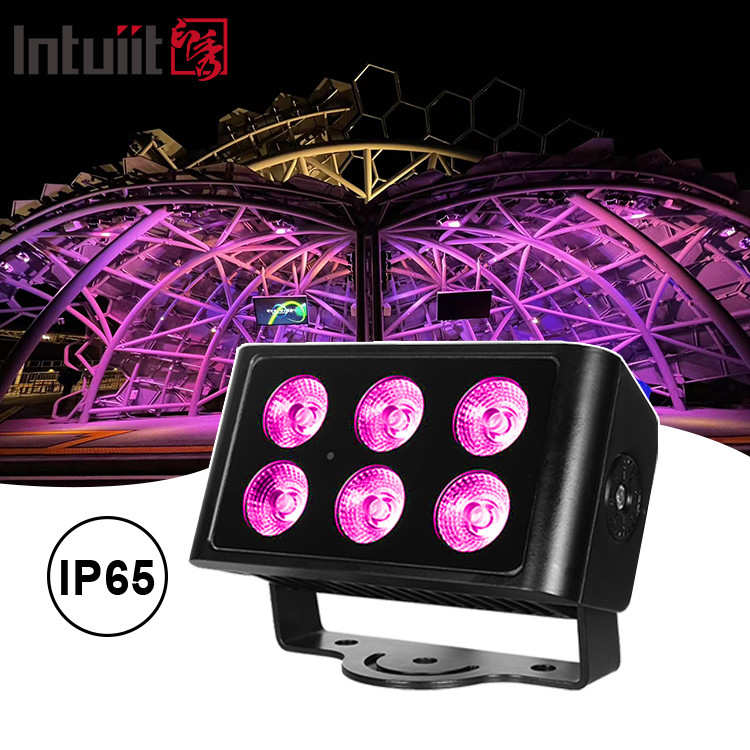 6x5W 4pcs LED Beads Outdoor Square IP65 กันน้ํา DMX สเตจ ไลท์ แสงน้ําท่วม RGBW 4 ใน 1